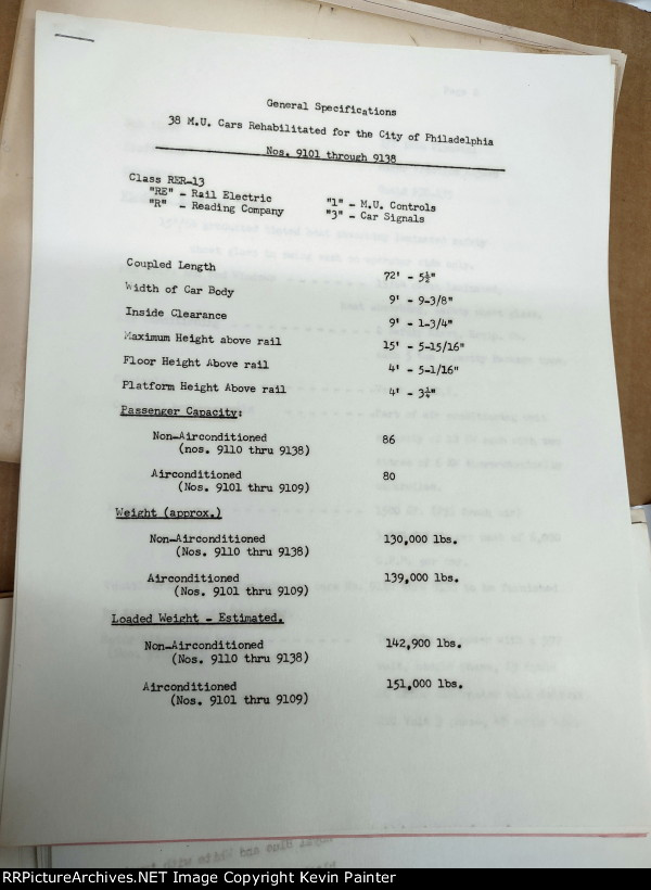 Reading Blueliner General Specs